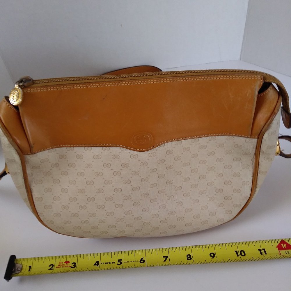 Vintage Gucci Purse. Tan with signature logo pattern .Shoulder bag